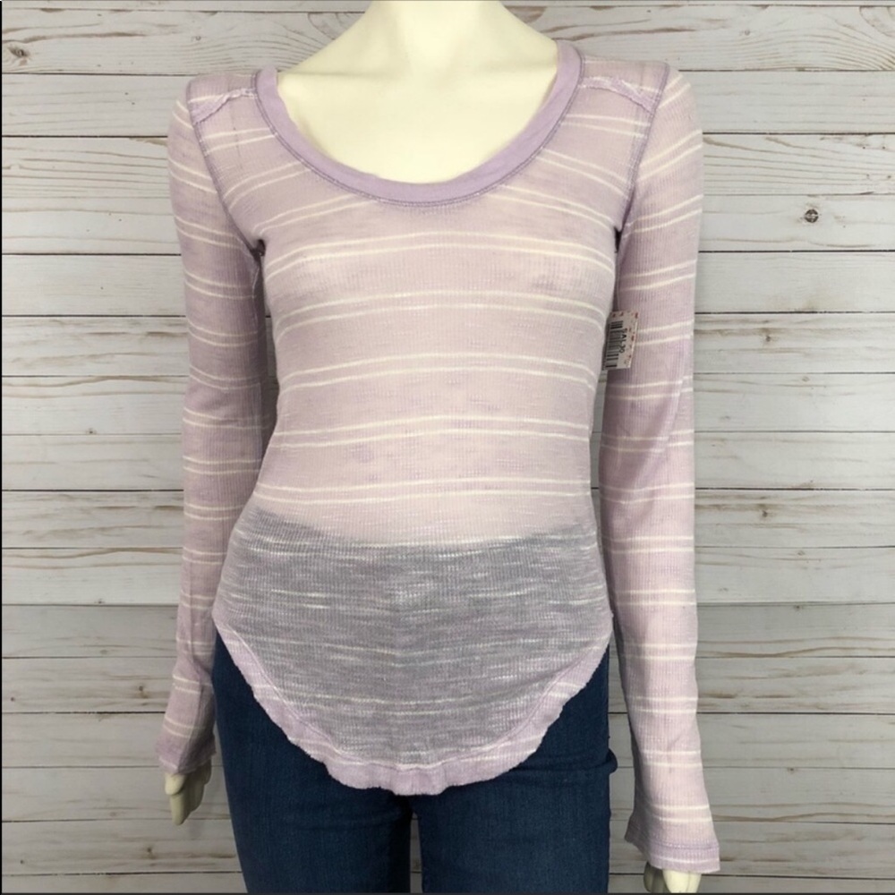 Free People lilac thermal Henley long sleeve - Picture 3 of 6